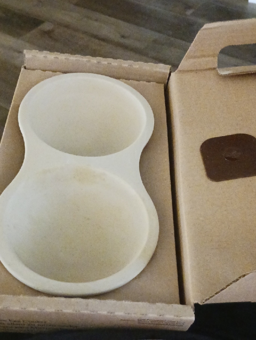 Pampered Chef Neutral Cream Double Microwave Egg Cooker Home Accents New In Box
